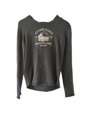 BRUZER 100% Cotton Gray Muskoka Lakes Hoodie Size Medium